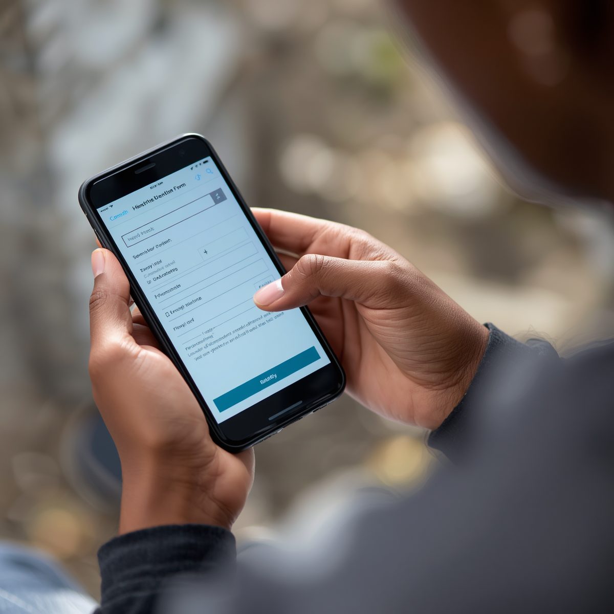 Person filling in BluWav Health Check on phone